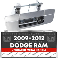 Dodge Ram Tailgate Handle - All Chrome Finish, Metal Upgrade, No Keyhole, Exterior Latch for 2009-2012 Models