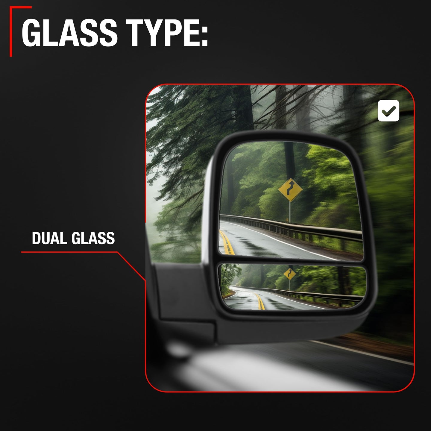 2008-2021 Chevrolet Express GMC Savana 1500 2500 3500 Passenger Side Mirror - Manual Folding Dual Glass Textured Black - Passenger Side Mirror