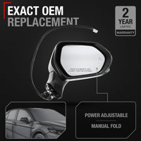 2009-2015 Honda Pilot Driver Side Mirror Replacement - Powered Adjustment, Heated, Manual Fold, Flat Glass - Smooth Black - Driver Side Mirror