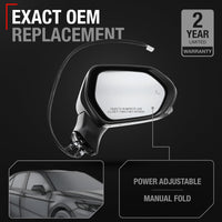 Passenger Side Mirror - Compatible with 2018-2024 Toyota Camry - Powered Adjustment, Heated, Turn Signal, Blind Spot Detection, Manual Folding, Convex Glass - Black, 7H7P - OEM 8791006840, TO1321368 - Passenger Side Mirror