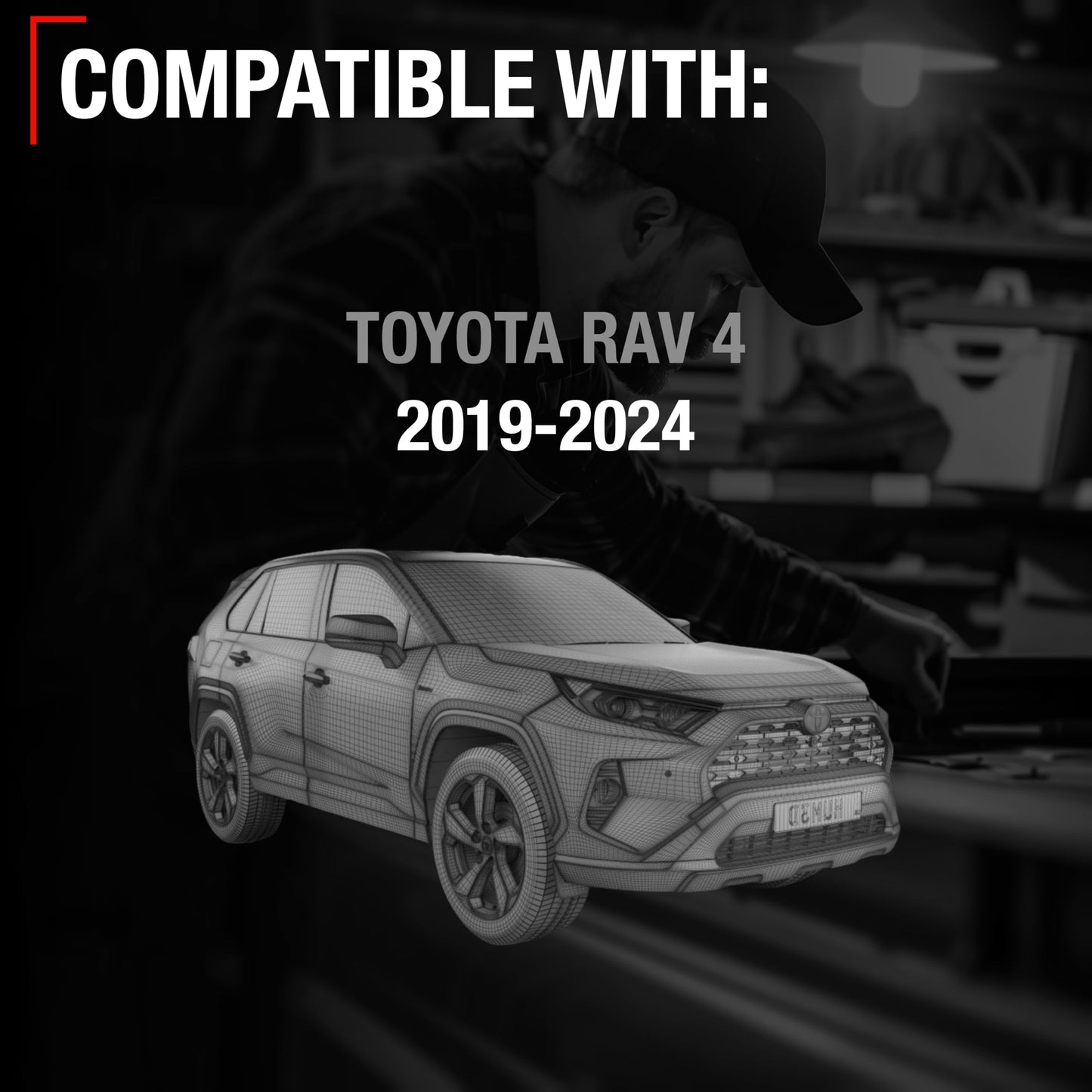 2019-2024 Toyota RAV4 Passenger Side Mirror Replacement Powered Manual Fold Heated Turn Signal Convex Glass Smooth Black - Passenger Side Mirror