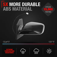 Driver Side Mirror Replacement - Compatible with 2003-2008 Toyota Corolla - Power Adjustment, Non-Foldable, Flat Glass with English Warning - Black, 3H3P - OEM 8794002380, TO1320178, TO1320179 - Driver Side Mirror