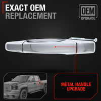 2007-2014 Chevrolet Silverado Rear Driver Door Handle, All Chrome w/ Keyhole - Rear Driver Side Handle