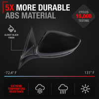Driver Side Power Side View Mirror with Integrated Turn Signal - Compatible with 2023-2025 Honda Accord - Power Adjust, Turn Signal, Manual Folding - Paintable Textured Black - OEM 76258-30B-A01 - Driver Side Mirror
