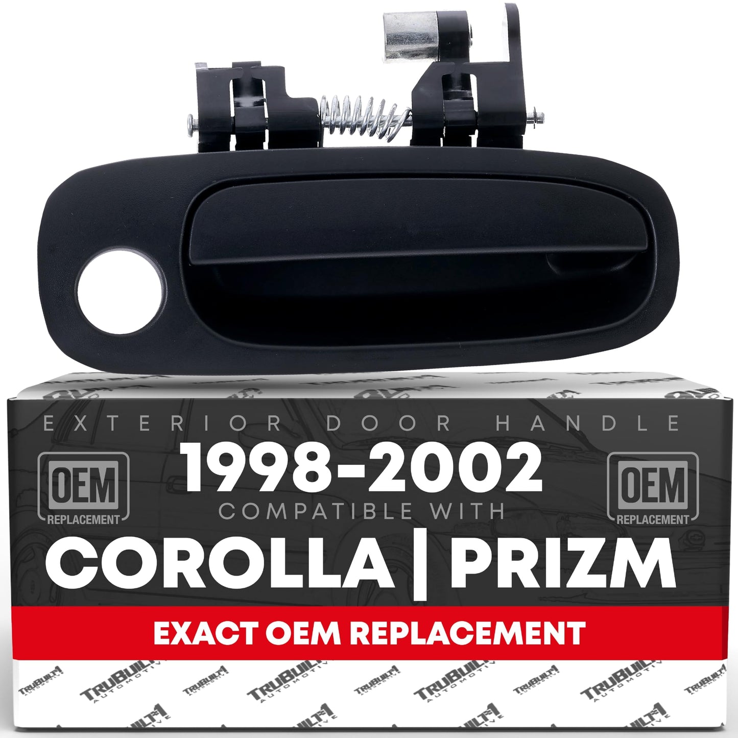 1998-2002 Toyota Corolla, 1998-2002 Chevrolet Prizm Exterior Front Passenger Door Handle Replacement - Textured Black, Plastic - Front Passenger Side