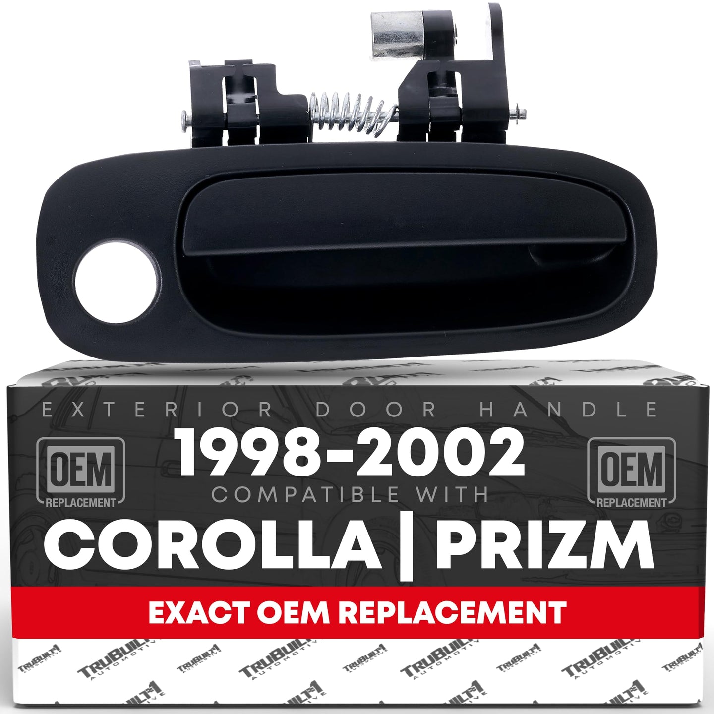 1998-2002 Toyota Corolla, 1998-2002 Chevrolet Prizm Exterior Front Passenger Door Handle Replacement - Textured Black, Plastic - Front Passenger Side