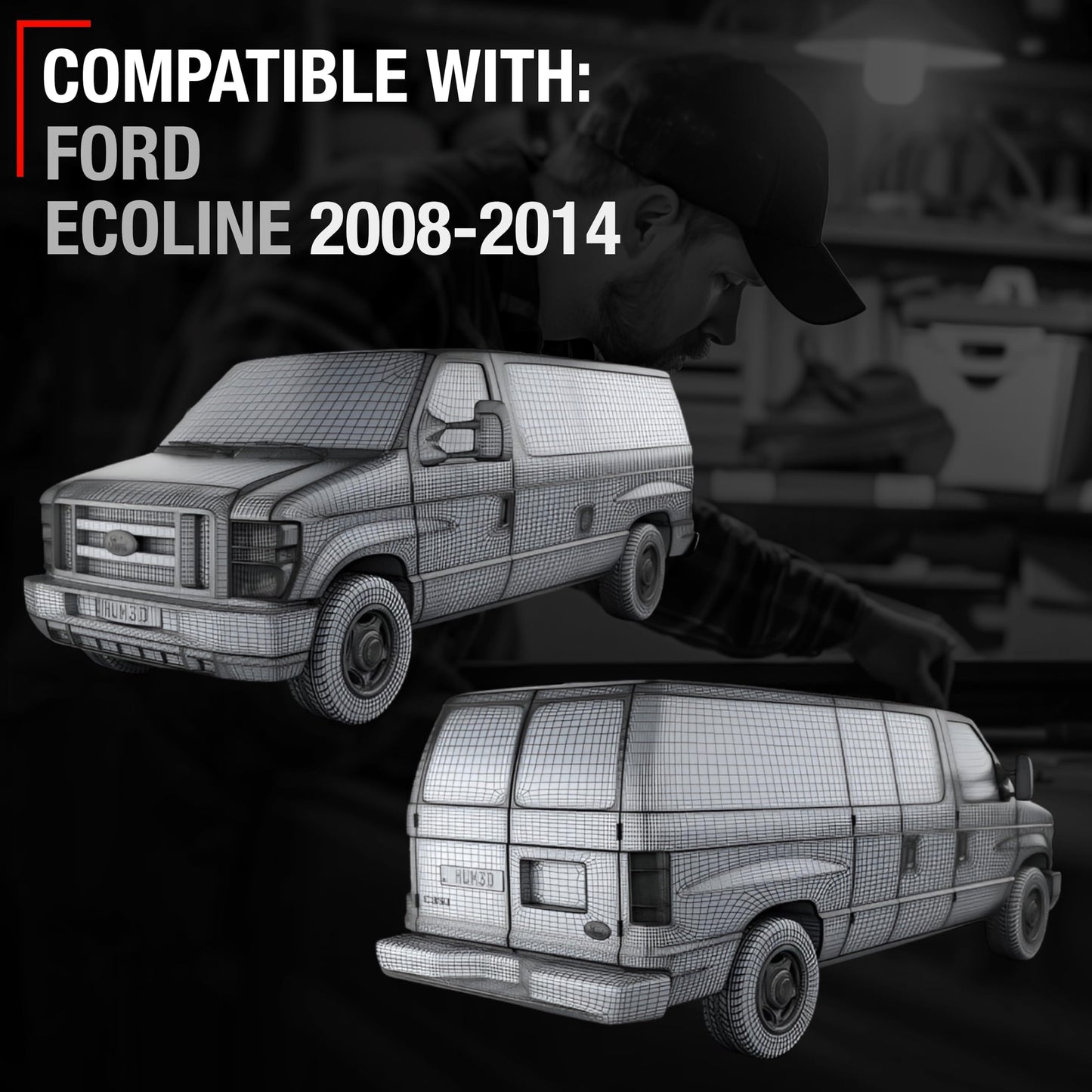 2008-2014 Ford Econoline Passenger Side Front Door Handle - Upgraded Metal Textured Black - Front Passenger Door Handle