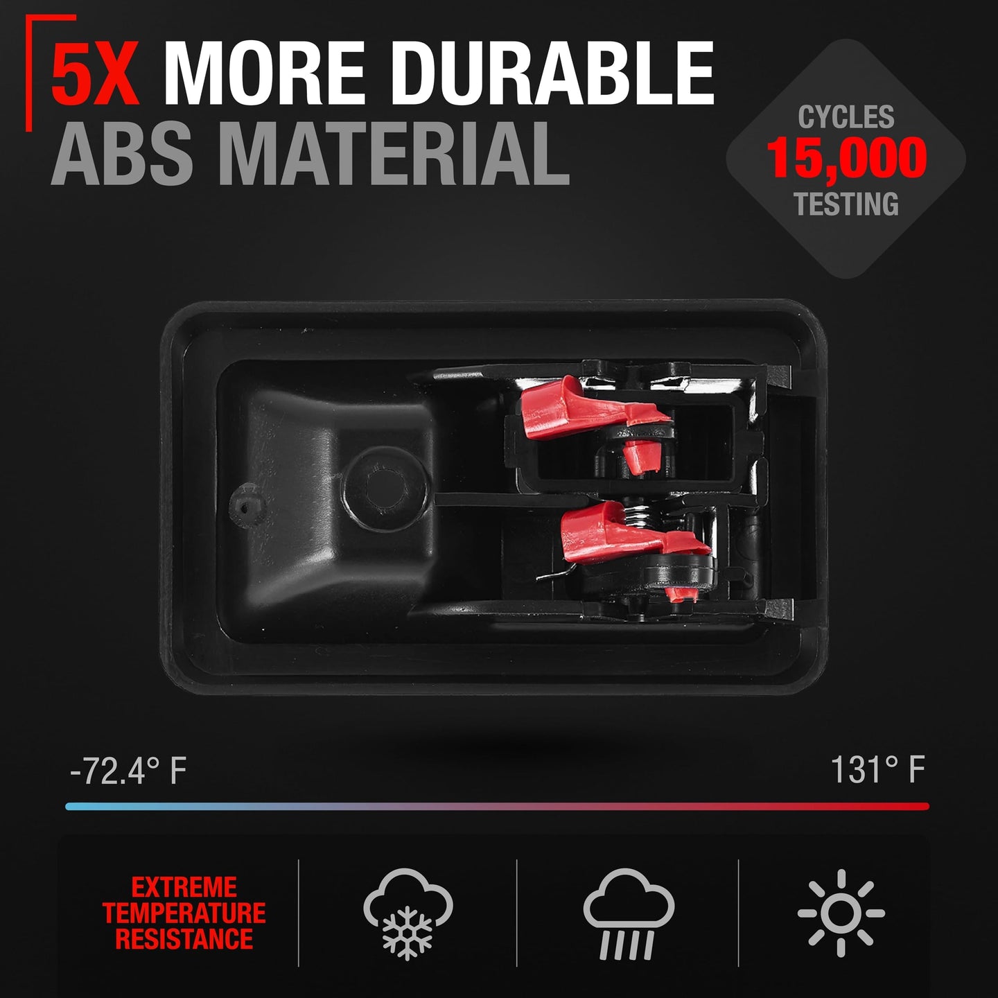 1987-2002 Jeep Wrangler YJ TJ Interior Front/Rear Driver Door Handle Replacement - Textured Black Plastic - Driver Door Handle