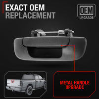 2002-2009 Dodge Ram Tailgate Handle Assembly Replacement, Upgraded Metal - Liftgate Latch Handle Replacement - Textured Black Body, Plastic Housing - Texture Tailgate Handle