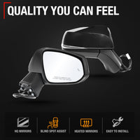 2019-2024 Toyota RAV4 Passenger Side Mirror Replacement Powered Manual Fold Heated Turn Signal Convex Glass Smooth Black - Passenger Side Mirror