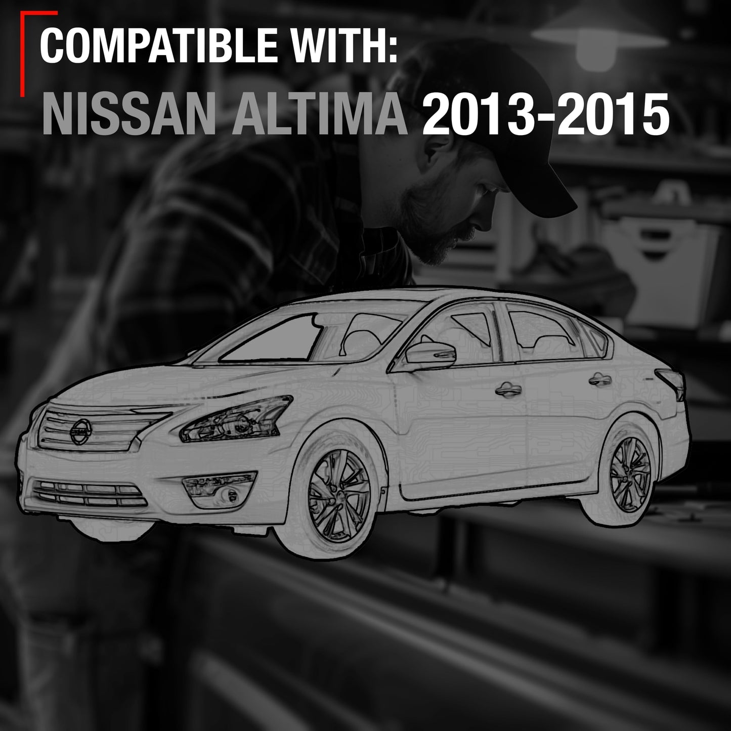 2013-2015 Nissan Altima Interior Front or Rear Driver Door Handle Replacement - Modern Chrome Lever and Black Knob Plastic - Driver Door Handle