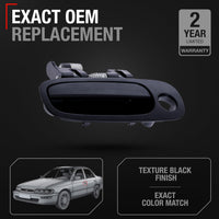 1998-2002 Toyota Corolla Chevrolet Prizm Exterior Front Driver Door Handle Replacement - Textured Black, Plastic - Front Driver Side