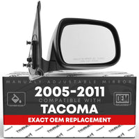 Toyota Tacoma Passenger Side Mirror - Manual Adjustment - Manual Folding - Textured Black - Passenger Side Mirror