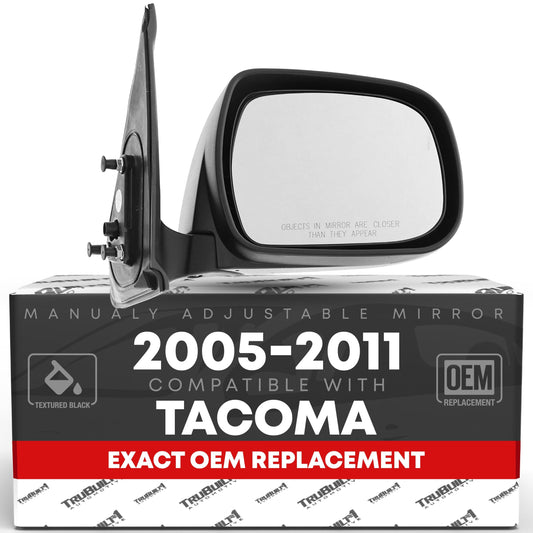 Toyota Tacoma Passenger Side Mirror - Manual Adjustment - Manual Folding - Textured Black - Passenger Side Mirror