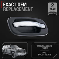 1999-2006 Chevrolet Silverado Suburban Tahoe Avalanche GMC Sierra Yukon Cadillac Escalade Exterior Rear Driver Door Handle - Chrome Black - Rear Left Door Handle