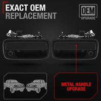 Exterior Front Driver & Passenger Door Handle Set, Upgraded Metal, Compatible with 1995-2004 Toyota Tacoma - Textured Black - 69220-35020, 69210-35020, 79345, 91318, 79344, 91319, TO1311117, TO131011 - Driver + Passenger Handle (Metal)