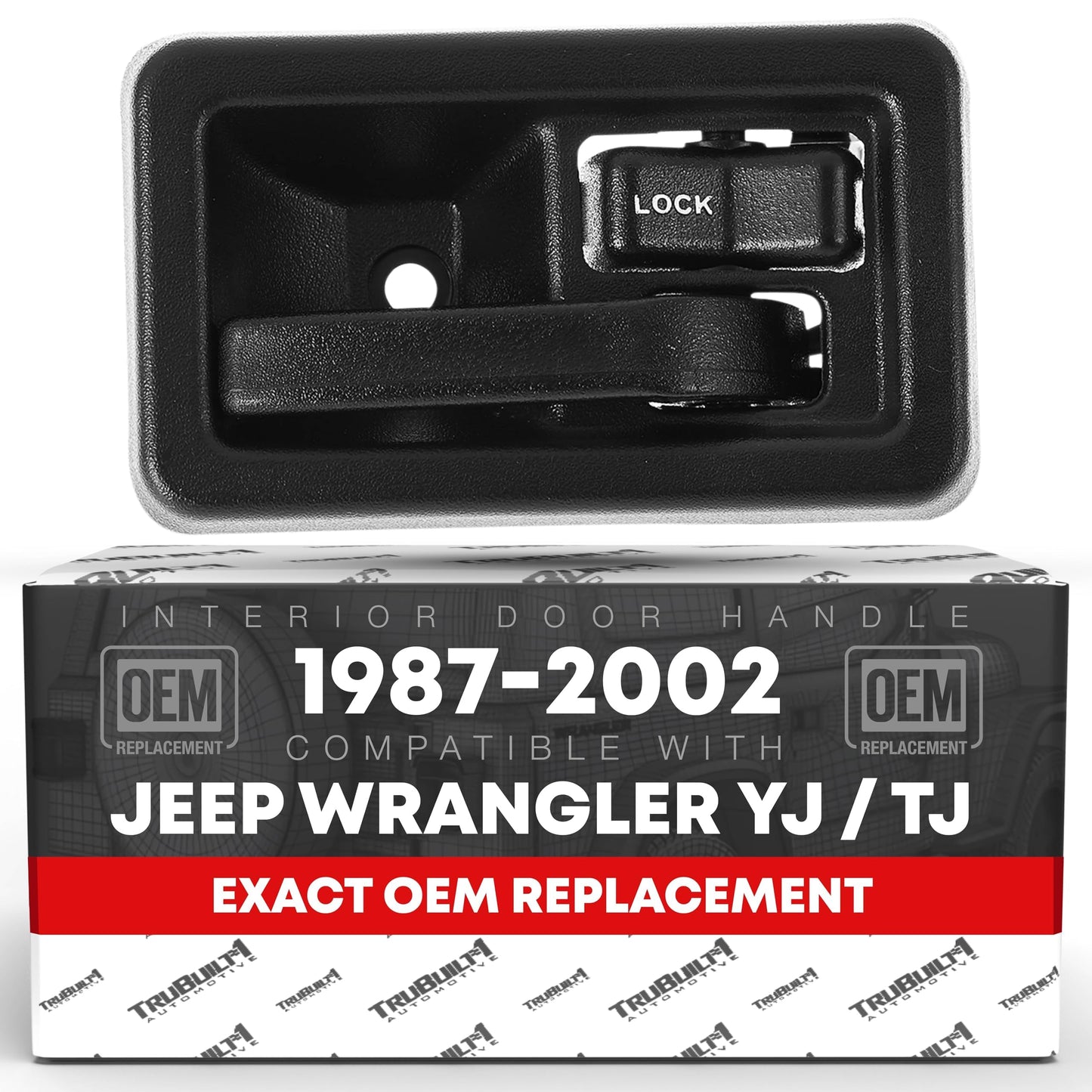 1987-2002 Jeep Wrangler YJ TJ Interior Front/Rear Passenger Door Handle - Textured Black Plastic - Passenger Door Handle