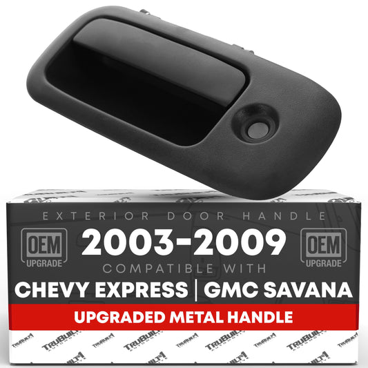 Chevrolet Express Driver Door Handle - Textured Black Metal Upgrade, Exterior Fitment for GMC Savana - Front Driver Side Handle