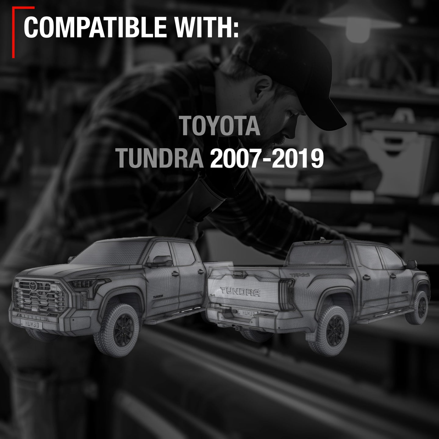 Exterior Front/Rear Passenger Door Handle - Compatible with 2007-2019 Toyota Tundra - Textured Black - OEM 69210-0C010, 692170C030, FDH010313 - Front Passenger Or Rear Driver/Passenger Side Handle