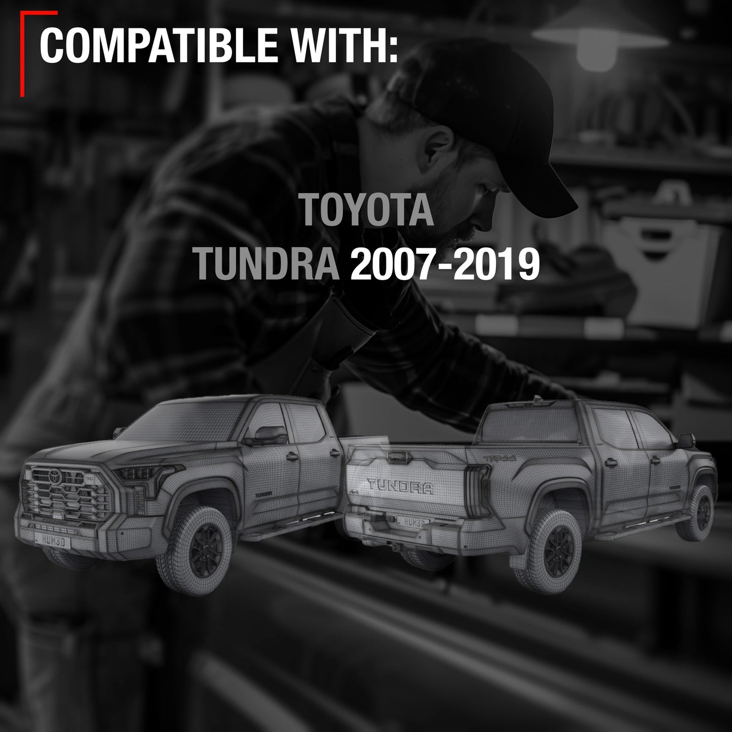 Exterior Front/Rear Passenger Door Handle - Compatible with 2007-2019 Toyota Tundra - Textured Black - OEM 69210-0C010, 692170C030, FDH010313 - Front Passenger Or Rear Driver/Passenger Side Handle