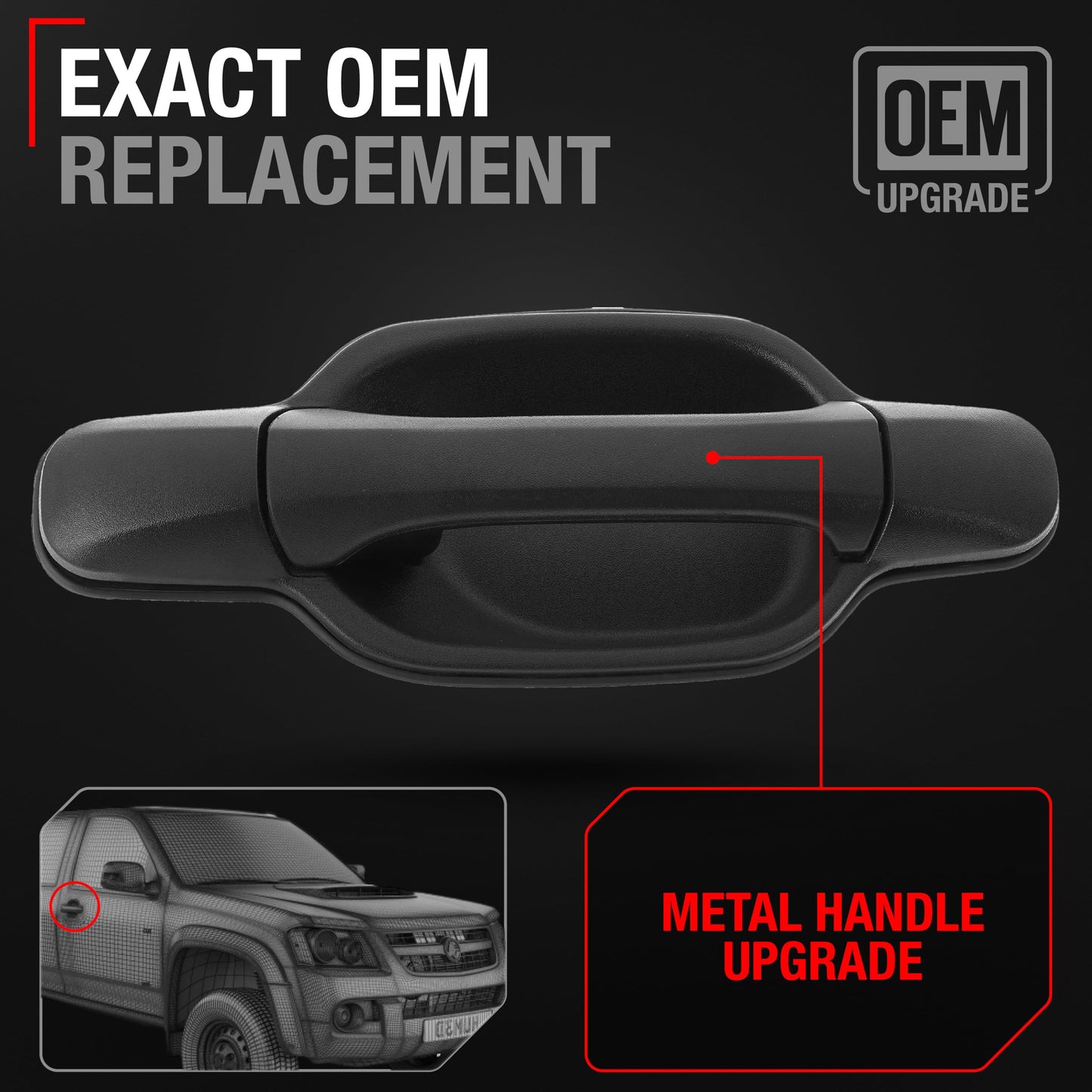 T1A Exterior Front Passenger Door Handle, Upgraded Metal - Compatible with 2004-2012 Chevrolet Colorado, 2004-2012 GMC Canyon - Textured Black - OEM 15243675, 8152436750, 8258755220, 97319317, 79317 - Front Passenger Handle without Keyhole