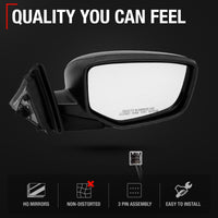 Passenger Side Power Adjustable Side View Mirror - Compatible with 2008-2012 Honda Accord - Power Adjust, Non-Heated, Manual Folding - Paintable Textured Black Housing - OEM 76208TA5A01 - Passenger Side Mirror