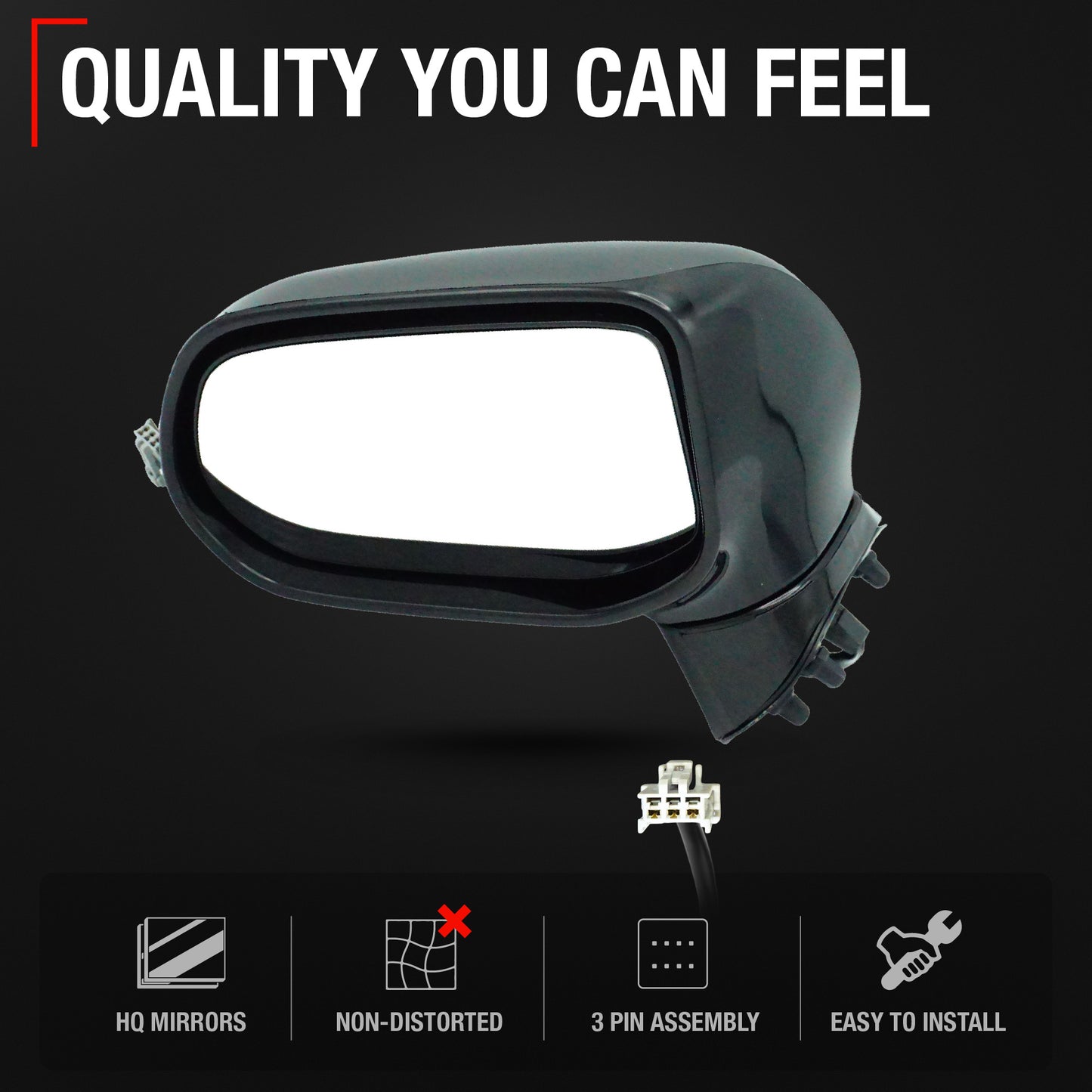 Driver Side Power Adjustable Side View Mirror - Compatible with 2006-2011 Honda Civic - Power Adjust, Non-Heated, Manual Folding - Paintable Textured Black Housing - OEM 76250SNEA01