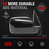 2005-2011 Toyota Tacoma Driver Side Mirror Replacement - Powered Adjustment, Manual Folding, Flat Glass - Smooth Black - Passenger Side Mirror