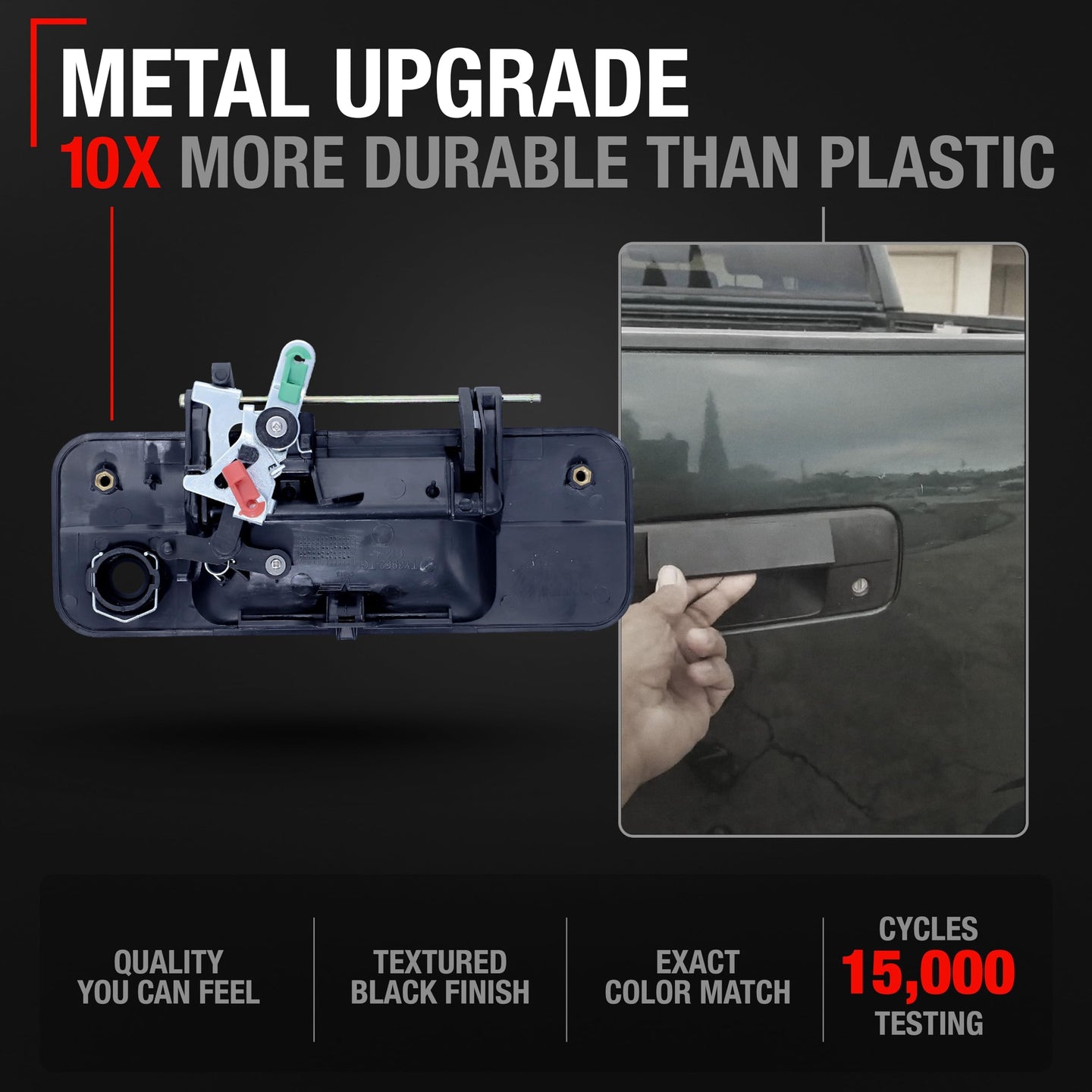 2007-2013 Toyota Tundra Tailgate Handle Assembly Replacement Upgraded Metal - Liftgate Latch Handle Textured Black No Camera Hole - Metal