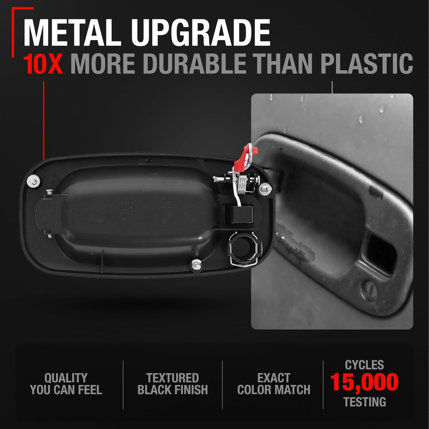 1999-2006 Chevrolet Silverado Suburban Avalanche GMC Sierra Yukon Exterior Front Passenger Door Handle Upgraded Metal - Textured Black with Keyhole - Front Passenger Side Handle