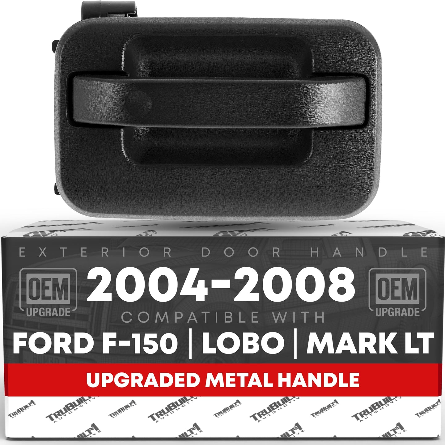 2004-2008 Ford F-150 Lobo Lincoln Mark LT Exterior Rear Passenger Door Handle, Upgraded Metal - Textured Black - Rear Passenger Side Handle