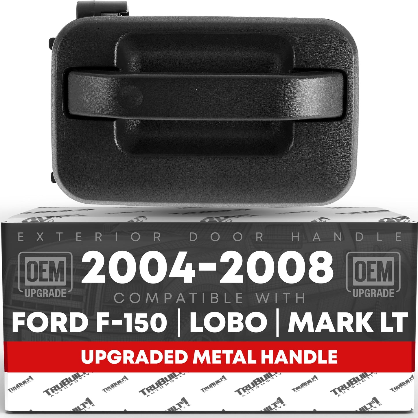 2004-2008 Ford F-150 Lobo Lincoln Mark LT Exterior Rear Passenger Door Handle, Upgraded Metal - Textured Black - Rear Passenger Side Handle