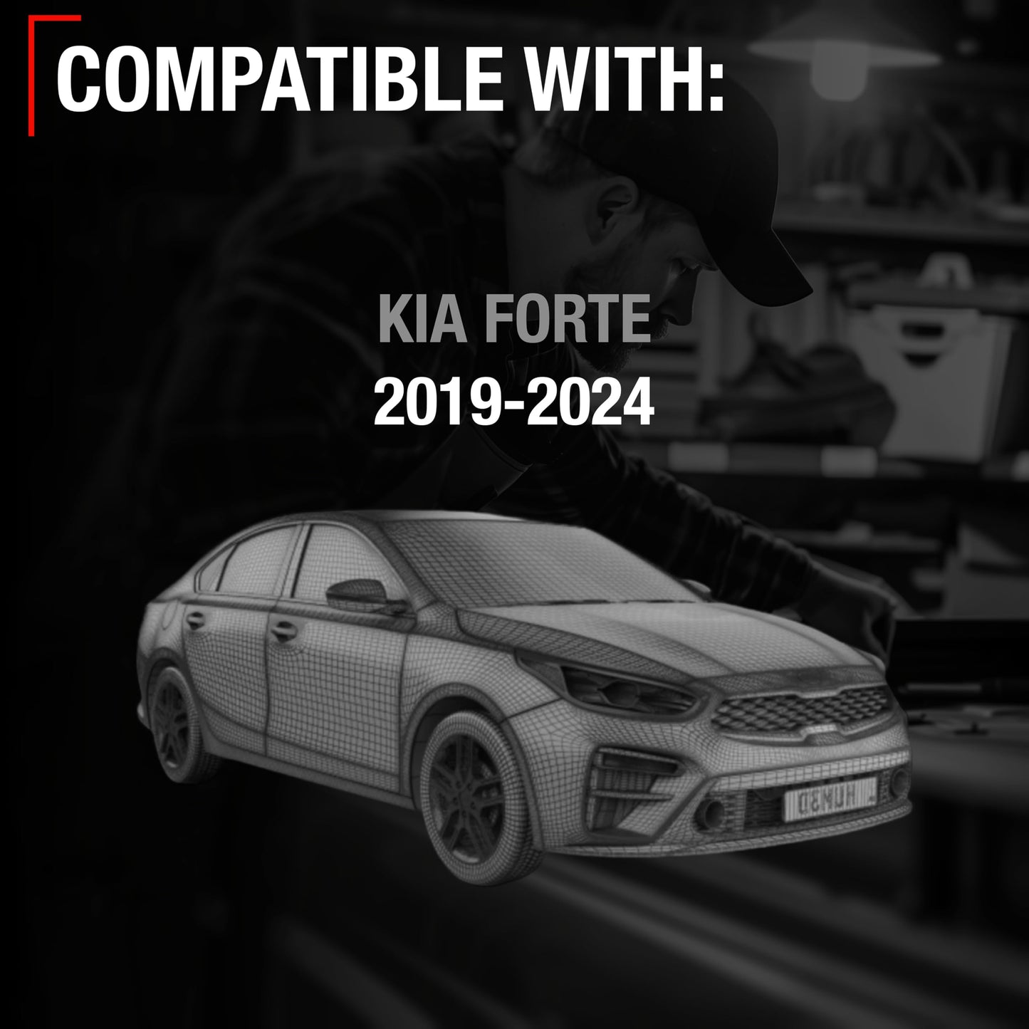 2019-2024 Kia Forte Passenger Side Mirror Replacement Powered Manual Fold Convex Glass Smooth Black - Passenger Side Mirror