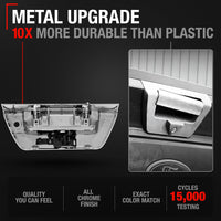 2018-2024 Ford F-150 Tailgate Handle Latch Replacement, Upgraded Metal - All Chrome with Keyhole and Camera Hole - Chrome Tailgate Handle