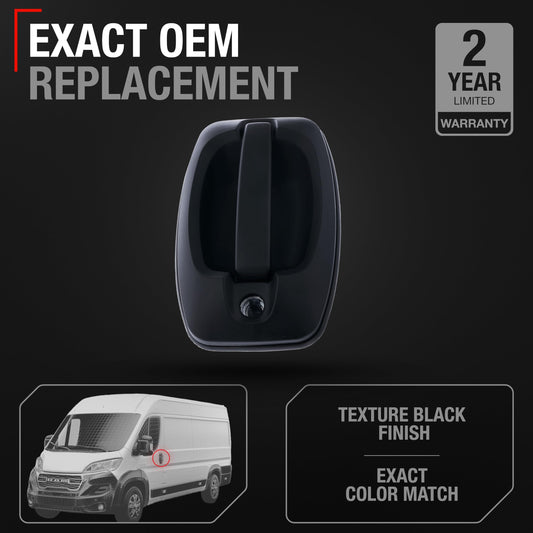 2007-2024 Peugeot Boxer Exterior Sliding Door Handle, Rear Left/Right with Cables - Textured Black - Left + Right Sliding Door Handle w/ Cable