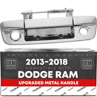 T1A Tailgate Handle Latch, Upgraded Metal - Compatible with 2009-2012 Dodge Ram 1500 2500 3500 - Exterior Tailgate Assembly, All Chrome w/Keyhole, Camera Hole - OEM 68197873AA-ACHMT