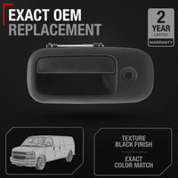 2003-2009 Chevrolet Express GMC Savana Exterior Rear Driver Hinged Door Handle - Textured Black - Rear Left Handle