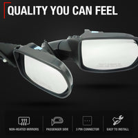 Passenger Side Power Adjustable Side View Mirror - Compatible with 2016-2022 Honda HR-V - Power Adjust, Non-Heated, Manual Folding - Paintable Housing - OEM 76208T7W305