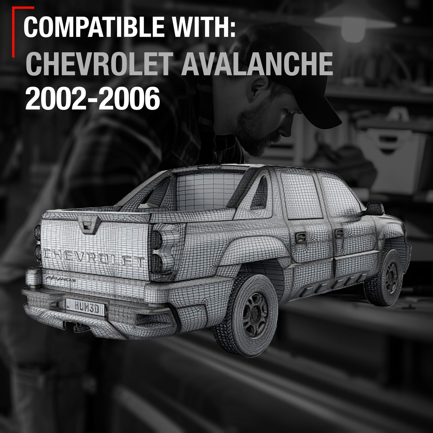 2002-2006 Chevrolet Avalanche Tailgate Handle Assembly Replacement - Textured Black Liftgate Latch Handle - Black Handle and Bezel