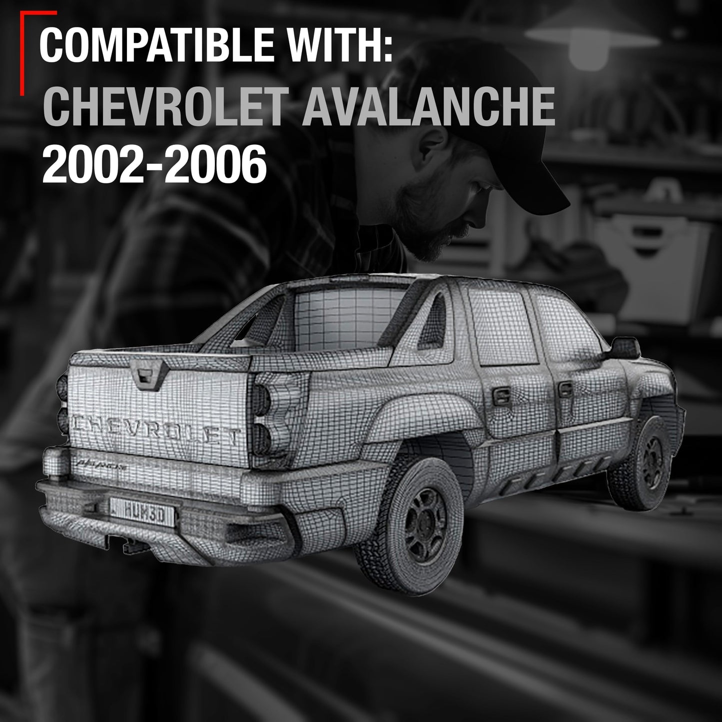 2002-2006 Chevrolet Avalanche Tailgate Handle Assembly Replacement - Textured Black Liftgate Latch Handle - Black Handle and Bezel