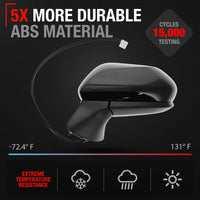 2013-2016 Honda Accord 4D Driver Side Mirror Replacement - Powered Adjustment, Manual Fold, Aspherical Glass - Smooth Black - Passenger Side Mirror