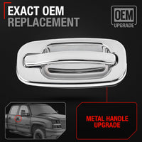 Exterior Front Passenger Door Handle, Upgraded Metal - Compatible with 1999-2006 Chevrolet Silverado, Suburban, Tahoe, Avalanche; 99-06 GMC Sierra, Yukon - All Chrome - OEM 15182406, 91128 - Front Passenger Handle without Keyhole