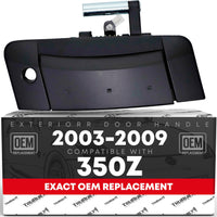 2003-2009 Nissan 350Z Exterior Front Driver Door Handle Replacement - Primed Black with Keyhole - Driver Side Handle - Black