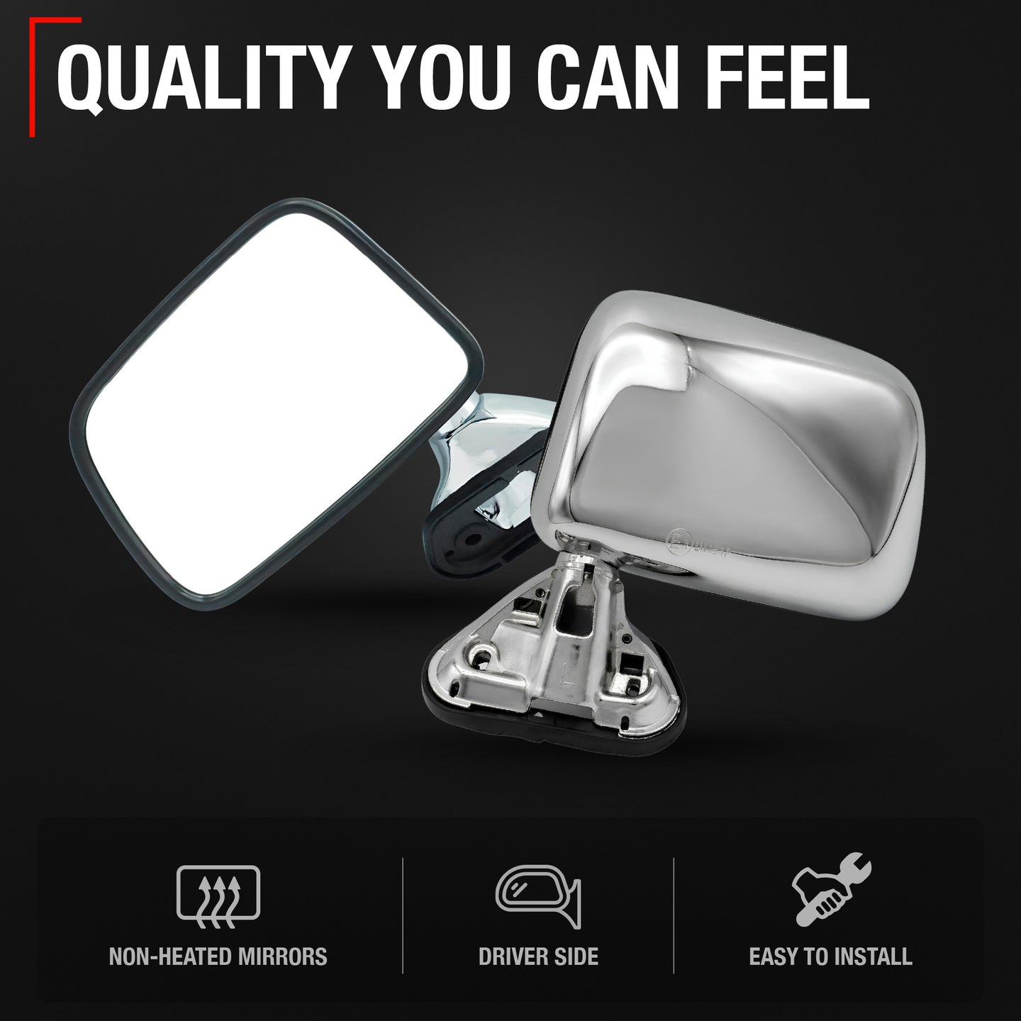 1987-1988 Toyota Pickup Driver Side Mirror Manual Non-Heated Manual Fold Chrome Smooth