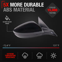 Passenger Side Power Side View Mirror with Integrated Turn Signal - Compatible with 2023-2025 Honda Accord - Power Adjust, Turn Signal, Manual Folding - Paintable Textured Black - OEM 76208-30B-A01 - Passenger Side Mirror