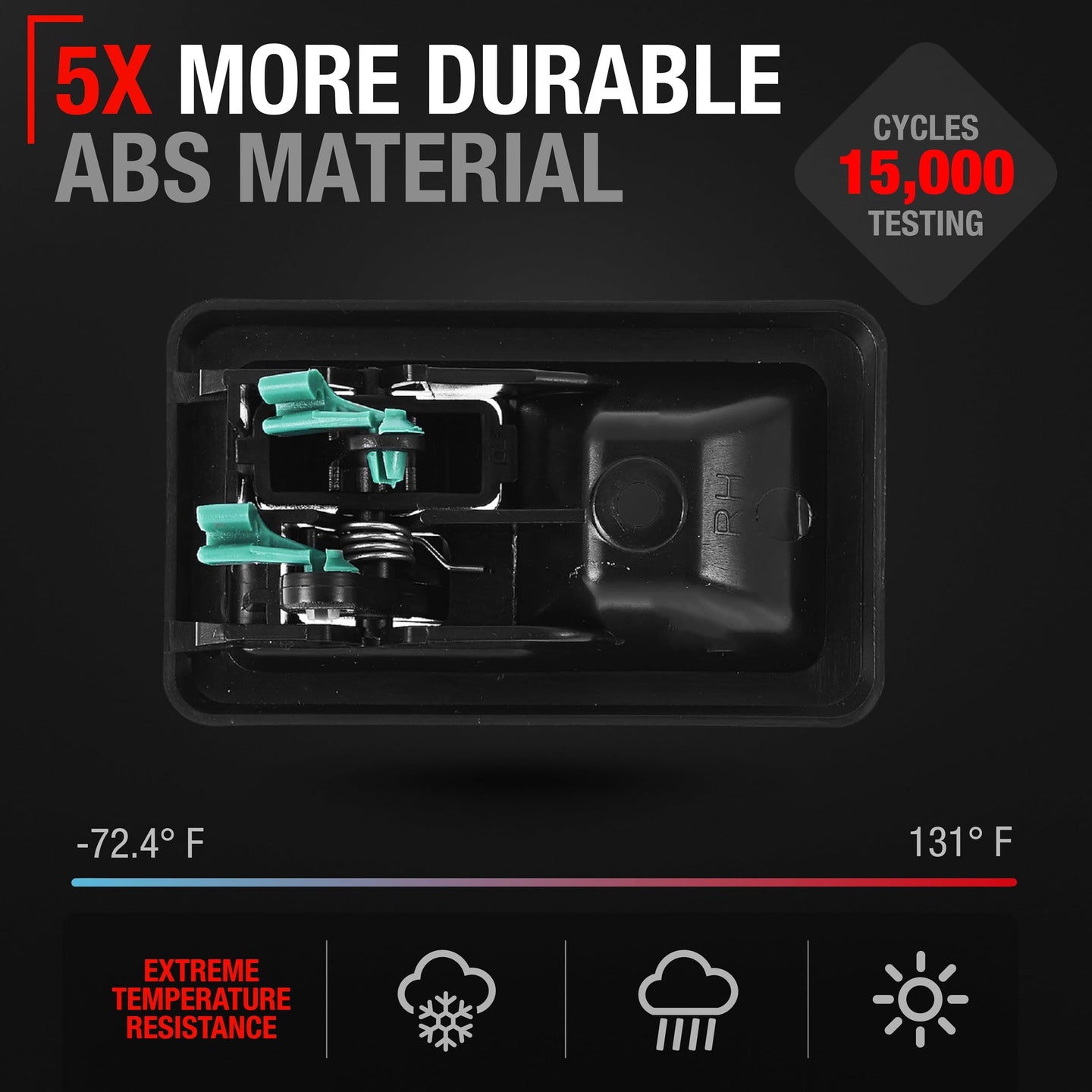 1987-2002 Jeep Wrangler YJ TJ Interior Front/Rear Passenger Door Handle - Textured Black Plastic - Passenger Door Handle