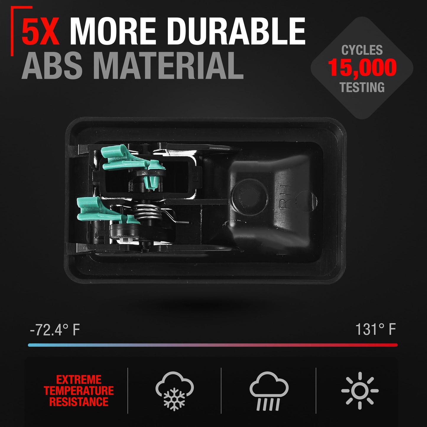 1987-2002 Jeep Wrangler YJ TJ Interior Front/Rear Passenger Door Handle - Textured Black Plastic - Passenger Door Handle