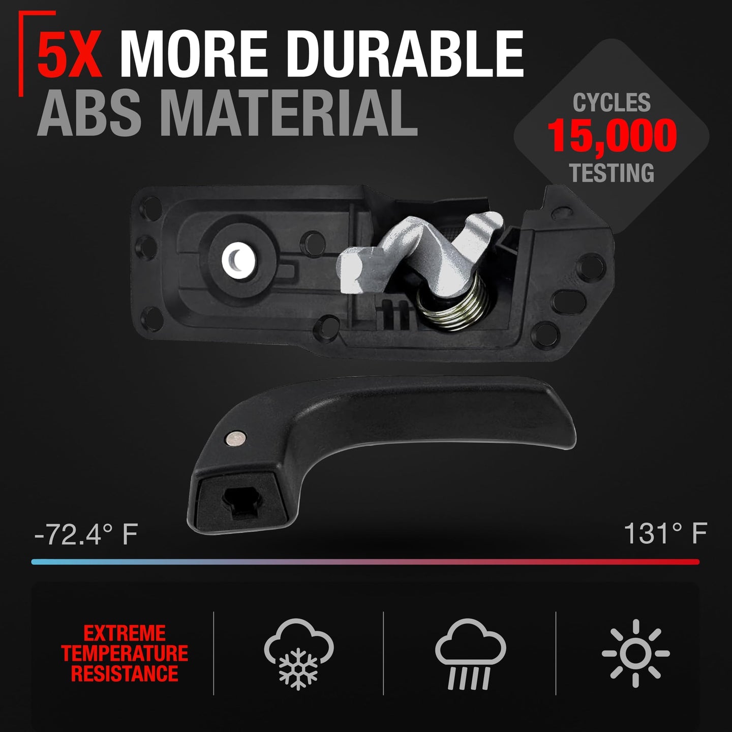 2007-2013 Chevrolet Silverado 1500 2500 3500, Avalanche; 2007-2013 GMC Sierra 1500 2500 3500 Interior Front Driver Door Handle - Textured Black, Plastic - Front/Rear Driver Side Door Handle