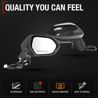 2020-2022 Toyota Corolla Passenger Side Mirror Replacement Powered Manual Fold Heated Convex Glass Smooth Black - Passenger Side Mirror