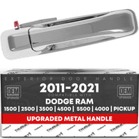 2011-2018 Dodge Ram 1500, 2011-2020 Ram 2500, 2011-2021 Ram 3500, Ram 4500, Ram 5500 Exterior Front Passenger Door Handle, Upgraded Metal - All Chrome - Front Passenger Side Handle